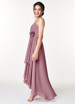 Azazie Catalina Junior Vintage Mauve A-Line Ruched Chiffon Dress image5