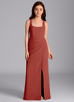 Azazie Mero Junior Terracotta Mermaid Pleated Chiffon Dress image5