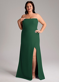 Azazie Leonis Bridesmaid Dresses Dark Green Sheath Strapless Chiffon Convertible Dress image12