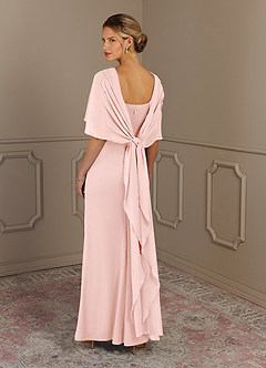 Azazie Dion Mother of the Bride Dresses Blushing Pink Sheath Scoop Stretch Crepe Dress image5
