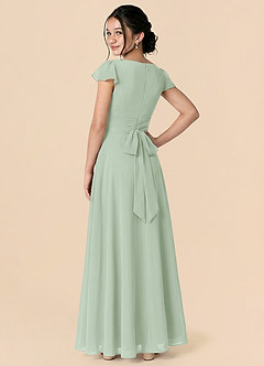 Azazie Payton A-Linie Schleifen Chiffon Kleid Agave image2