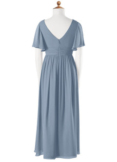 Azazie Temeka Junior Dusty Blue A-Line Pleated Chiffon Dress image5