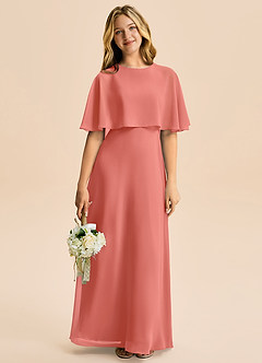 Azazie Maris Junior Robe Trapèze en Mousseline de soie Rose Saumon image5