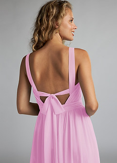 Azazie Aziza Bridesmaid Dresses Candy Pink A-Line V-Neck Pleated Chiffon Dress image6