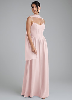 Azazie Alisha Bridesmaid Dresses Blushing Pink A-Line Corset Chiffon Dress image1