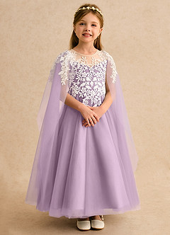 Azazie Dandelion Robe Demoiselle D'honneur Fillette Robe Princesse en Dentelle Glycine image7