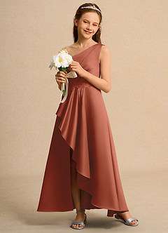 Azazie Taffy Junior Formal Flower Girl Klänningar Klä A-Line i Matt satäng Spets image4