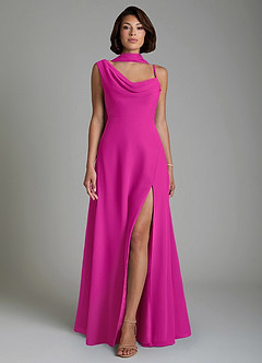 Azazie True Robes de demoiselle d'honneur Robe Trapèze en Mousseline de soie Plissé Fuchsia image6