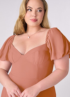Barbie ♥ Azazie 신부 들러리 드레스 A라인 쉬폰 플로어 길이 드레스 image10