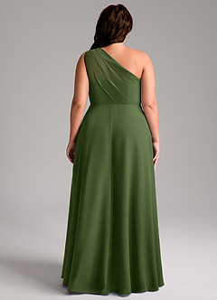 Azazie Phaedra Bridesmaid Dresses Olive A-Line One Shoulder Chiffon Dress image10