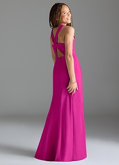 Azazie Rue Junior Robe Sirène en Mousseline de soie Fente Latérale Fuchsia image5