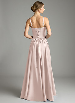 Azazie Evadina Suknie dla druhen Linia A Gorset Satyna elastyczna Do ziemi Sukienka image2