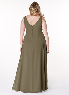 Azazie Kori Bridesmaid Dresses Willow Green A-Line Pleated Chiffon Dress image7