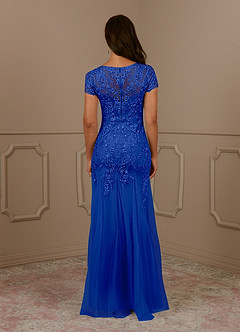 Azazie Laurie Mother of the Bride Dresses Royal Blue Mermaid Scoop Sequins Tulle Dress image6