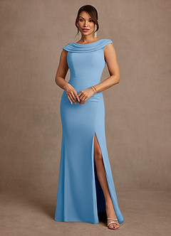 Azazie Irvine Kleider für die Brautmutter A-Linie Plissee Chiffon Kleid Puderblau image2