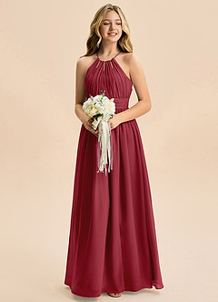 Azazie Noelle Junior Pomegranate A-Line Pleated Chiffon Dress image5