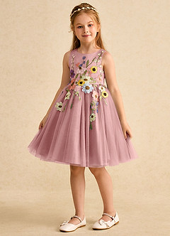 Azazie Prima Flower Girl Klänningar Klänning A-Line i Tyll Rosett image5