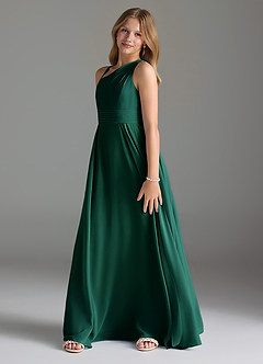 Azazie Dallas Junior Linia A Pofałdowany Szyfon Długość podłogi Młodsza druhna Sukienka image4