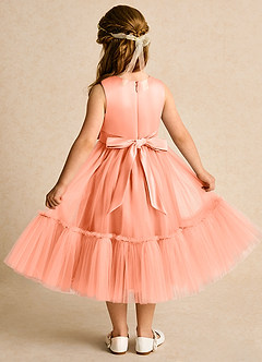Azazie Miracle Flower Girl Dresses Sunset A-Line Bow Matte Satin Dress image2