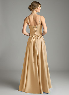 Azazie Evadina Suknie dla druhen Linia A Gorset Satyna elastyczna Do ziemi Sukienka image2