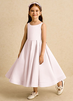 Azazie Babs Blumenmädchenkleider Ballkleid Plissee Matte Satin Kleid Zartrosa image8