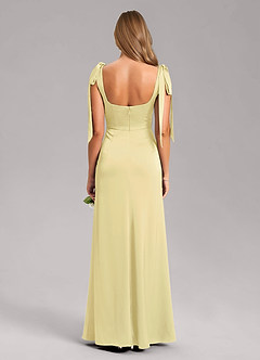 Azazie Frostine Bridesmaid Dresses Lemon Sorbet A-Line Bow Stretch Satin Dress image8