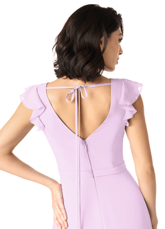 Azazie Claudine Bridesmaid Dresses Frosted Lilac A-Line Flutter Sleeve Chiffon Dress image6