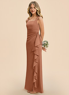 Azazie Adrienne Junior Bronzer Sheath Pleated Stretch Satin Dress image5