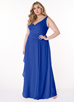 Azazie Kori Final Sale Royal Blue A-Line Pleated Chiffon Dress image8