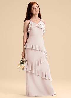 Azazie Evara Junior Vestido de Pétalo De Rosa de Gasa de Corte en A image6