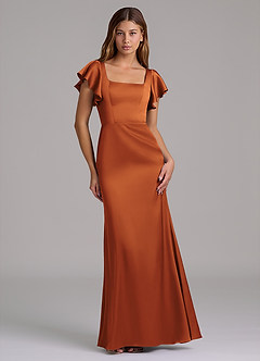 Azazie Elkie Brautjungfernkleider Meerjungfrau-Linie Rechteckiger Ausschnitt Stretch-Satin Kleid Kanel image1