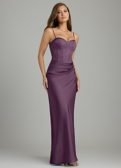 Azazie Allison Robes de demoiselle d'honneur Robe Sirène en Satin extensible Corset Prune image4