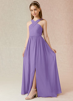 Azazie Jiya Junior Tahiti A-Line Pleated Chiffon Dress image1