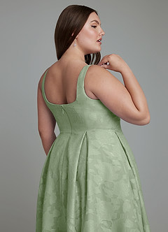 Azazie Amalie Bridesmaid Dresses Dusty Sage A-Line Pleated Floral Burnout Dress image8