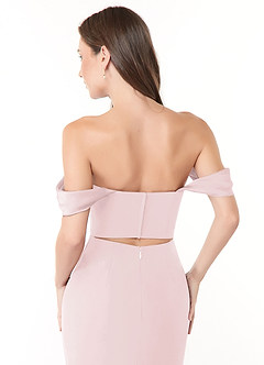 Azazie Lynnie Vestidos de damas de honor Vestido de Rosa Rubor de Gasa de Corte Sirena Convertible con Vestidos sin tirantes image6
