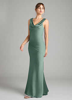 Azazie Rylina Bridesmaid Dresses Eucalyptus Mermaid Stretch Satin Dress image4