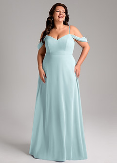 Azazie Marley Bridesmaid Dresses Mist A-Line Off the Shoulder Chiffon Convertible Dress image13