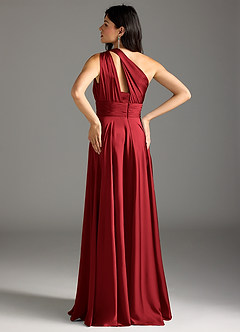 Azazie Charlize Bridesmaid Dresses Scarlet A-Line One Shoulder Stretch Satin Dress image6