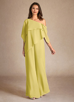 Azazie Halima vestidos de madre de la novia Vestido de Canario de Gasa de Mono/Traje de pantalón con Corte Lateral image4