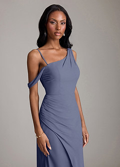 Azazie Madelyn Vestidos de damas de honor Vestido de Tormenta de Gasa de Corte Sirena Convertible con Hombro unilateral image3