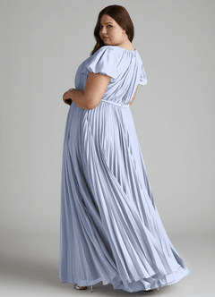 Azazie Kara Modest brudtärna klänningar Klänning A-Line Plisserad Golvlängd Chiffong image11