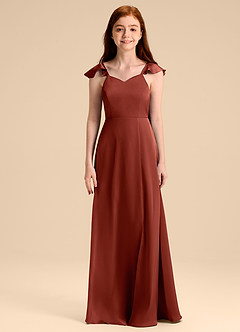 Azazie Everett Junior Klä av A-Line i Stretch Satin Rosett image6