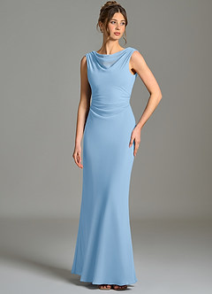 Azazie Kieryn Bridesmaid Dresses Powder Blue Mermaid Pleated Chiffon Dress image1