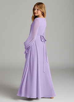 Azazie Leonia Junior Lilac A-Line with Pockets Chiffon Dress image2