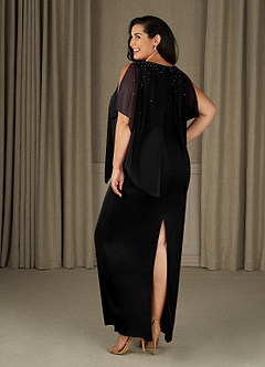 Azazie Aspyn Mother of the Bride Dresses Black Sheath Beaded Mesh Dress image10