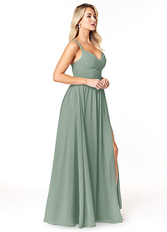 Azazie Chanel Bridesmaid Dresses Silver Sage A-Line Pleated Chiffon Dress image4