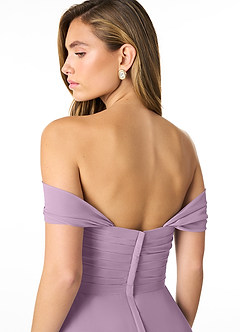 Azazie Kaitlynn Bridesmaid Dresses Wisteria Empire Ruched Chiffon Convertible Dress image6