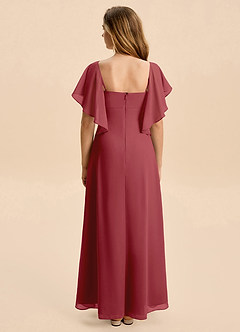 Azazie Selena Junior Pomegranate A-Line Ruched Chiffon Dress image2