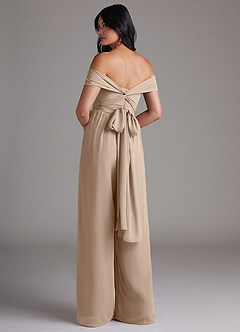 Azazie Lamara Brautjungfernkleider Wandelbar Schulterfrei Chiffon Overall/Jumpsuit Taupe image5