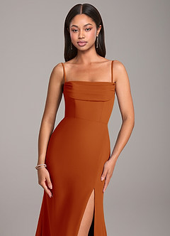 Azazie Saige Final Sale Paprika Sheath Off the Shoulder Chiffon Convertible Dress image2